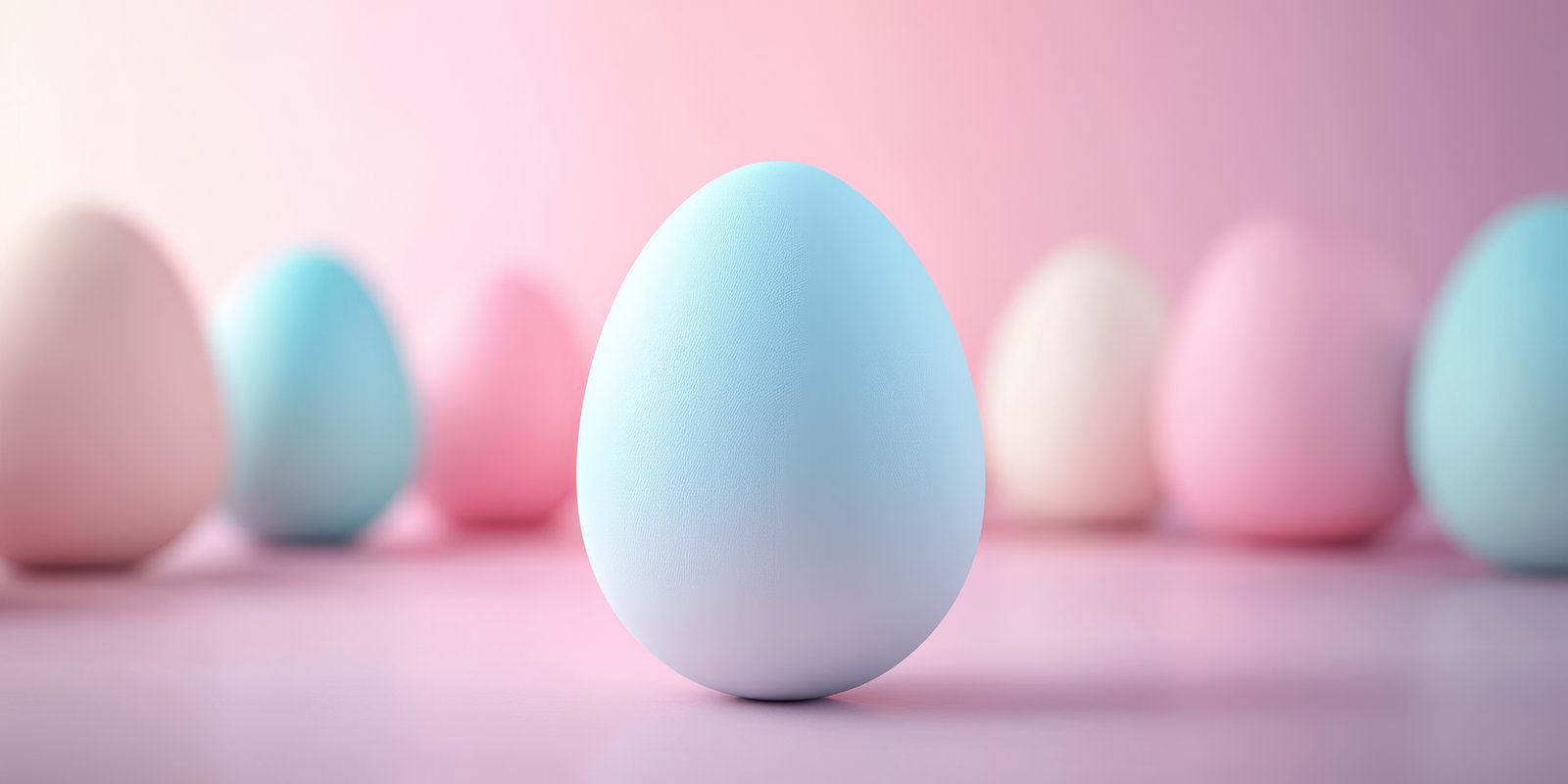 Colorful pastel eggs displayed creatively on a soft pink background for spring celebrations and festive occasions